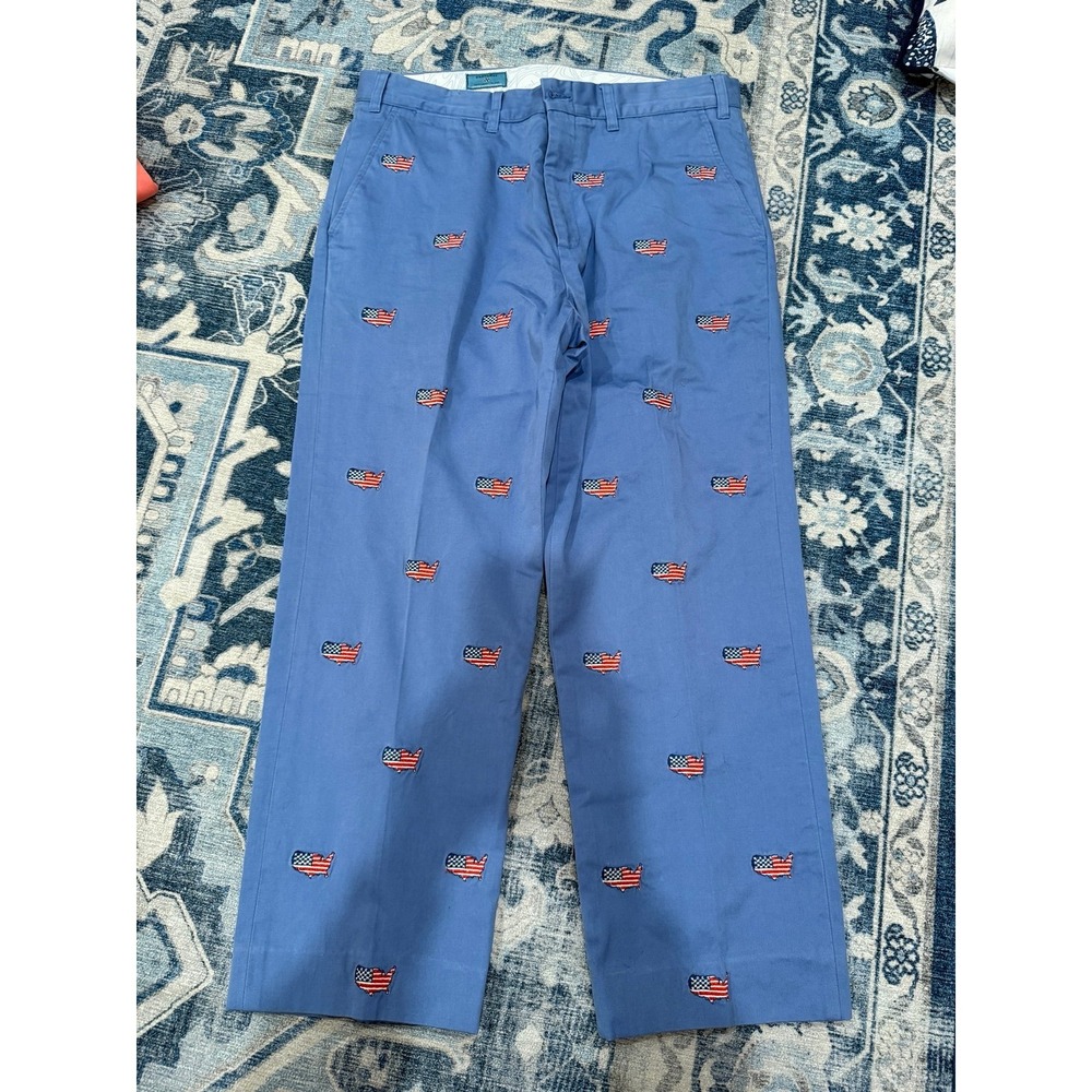 Castaway Nantucket Island Men's Size 36W Blue Chinos Flag Embroidery